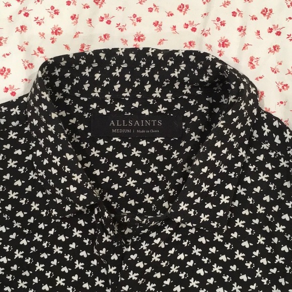 Allsaints Mens Black Lovers Button Shirt - Picture 6 of 6